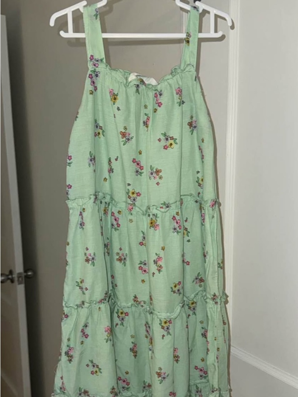 H&M Mint Green Floral Tiered Maxi Dress